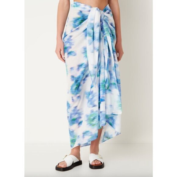Ted Baker Rectangular  Cotton Beach Sarong Blue multi  72" x 52" NWT - Picture 1 of 9